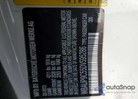 2013 BMW 128 I z USA, uszkodzony, nr VIN WBAUP9C55DVS95286